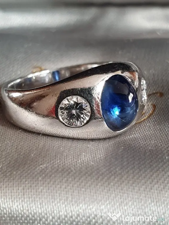 Ghiul Gypsy vintage superb de colectie aur masiv cu safir si diamante naturale