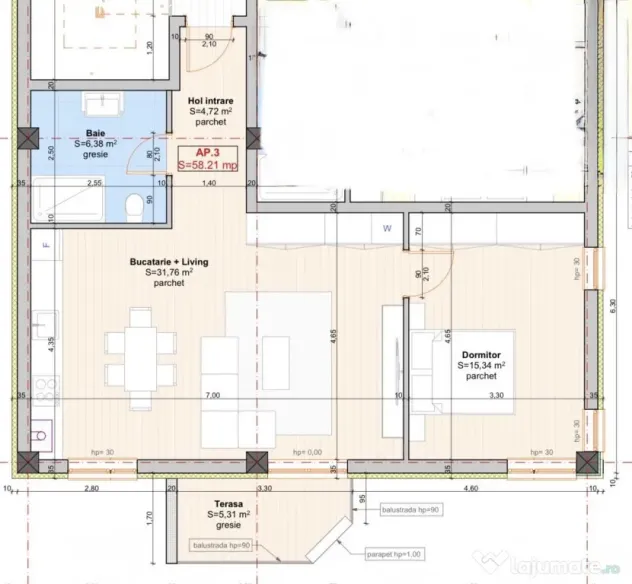Apartament cu 2 camere de 58 mp cu 2 locuri de parcare - Mos - Mosnita Noua (Timis)