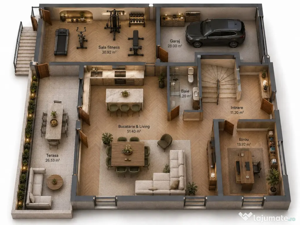 Casa individuala spatiu LUX D+P+E+M -300 mp utili-teren 620 mp-Garaj-DEMISOL Cluj