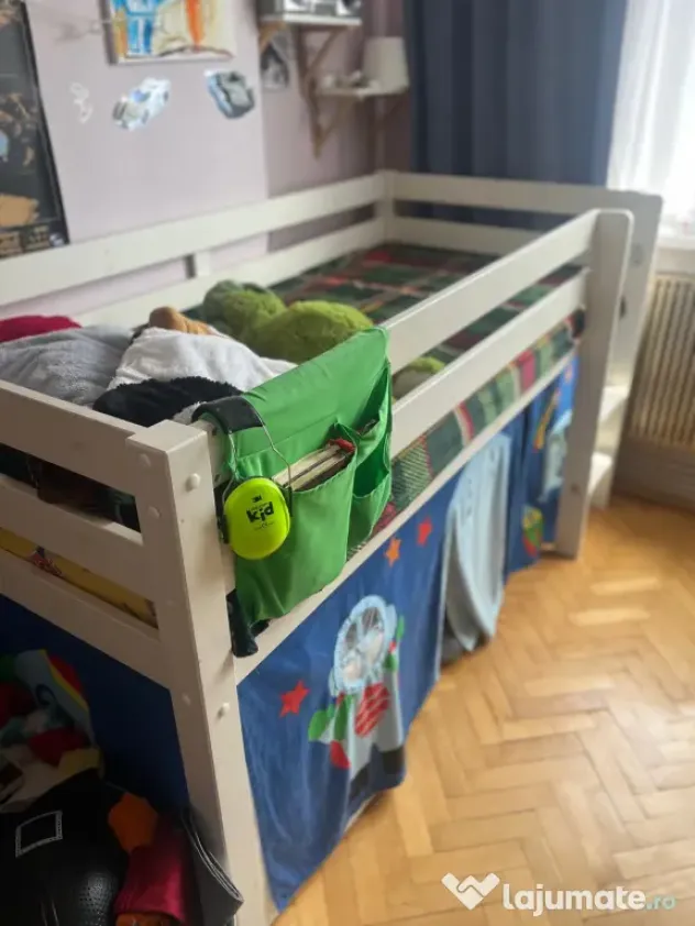 Pat înălțat pentru copii 90×200 cm – stare foarte bună