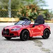 Masinuta electrica Bmw M4 2x45W 12V 7Ah cu roti moi scaun tapitat, culoare rosie