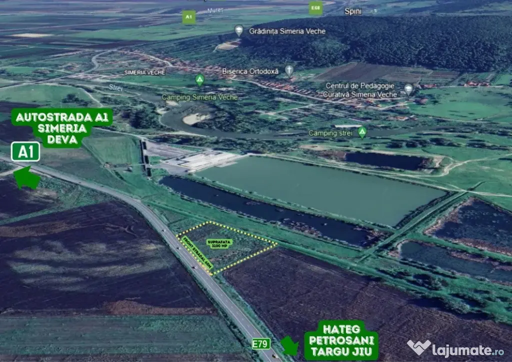 Teren intravilan 3.100 mp | Front 60 m la E79 | Acces rapid - Bacia (Hunedoara)