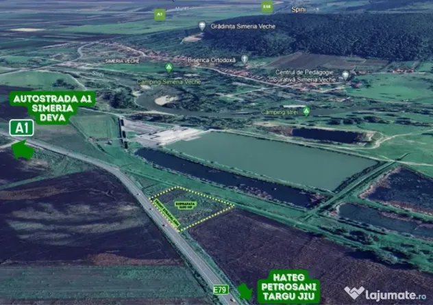 Teren intravilan 3.100 mp | Front 60 m la E79 | Acces rapid - Bacia (Hunedoara)