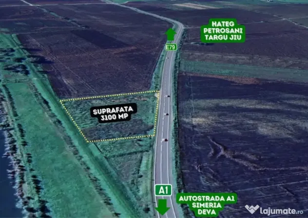 Teren intravilan 3.100 mp | Front 60 m la E79 | Acces rapid - Bacia (Hunedoara)