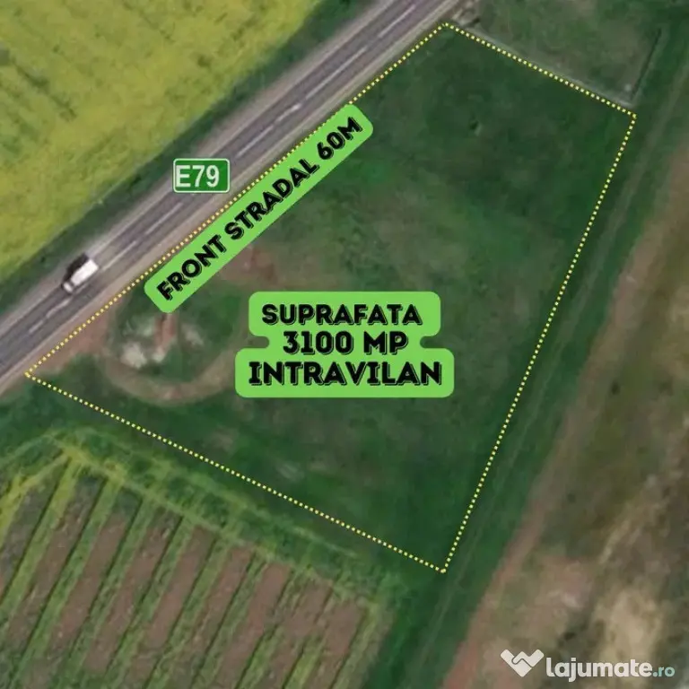 Teren intravilan 3.100 mp | Front 60 m la E79 | Acces rapid - Bacia (Hunedoara)