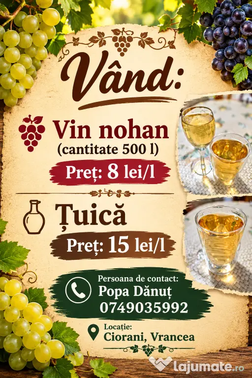 VÂND VIN ȘI ȚUICĂ