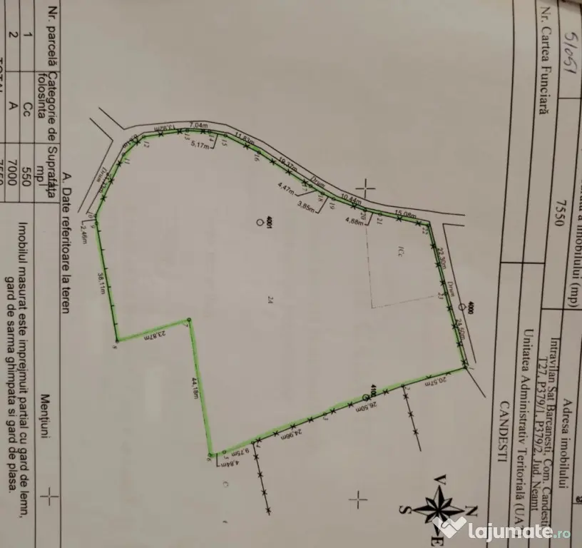 Vand teren intravilan-construibil - 7550 mp Barcanesti/NT - Barcanesti (Neamt)