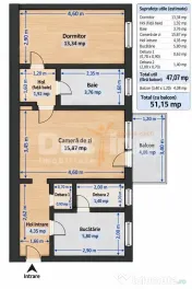 Apartament 2 camere 51 mp decomandat mobilat Cantemir 