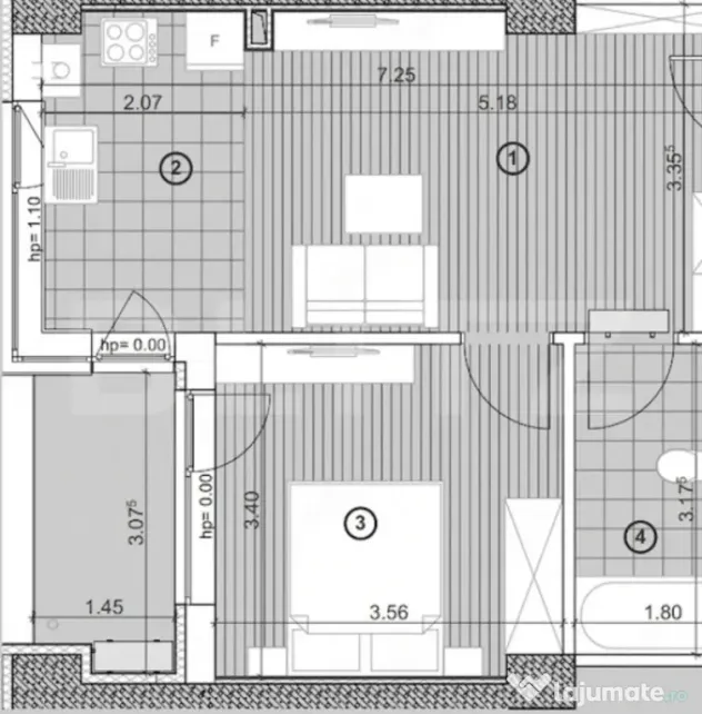 Apartament cu 2 camere, 47 mp, Torontalului - Timisoara (Timis)