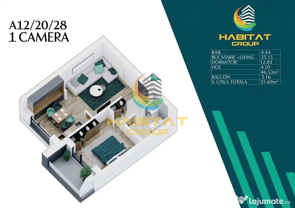 Pallady 2 camere tip Studio 52 mp ideal investitie - Bucuresti (Bucuresti-Ilfov)