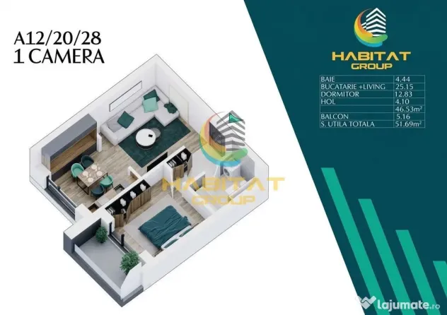 Pallady 2 camere tip Studio 52 mp ideal investitie - Bucuresti (Bucuresti-Ilfov)