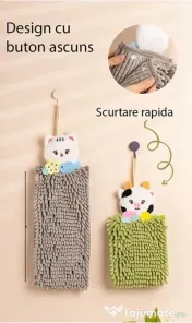 Set 2 prosoape de mâini chenille cu animăluțe, noi 