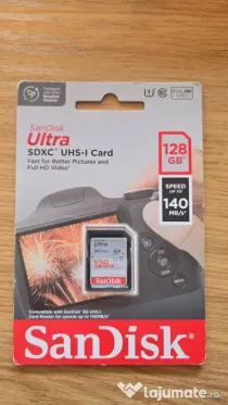 Card de memorie SanDisk Ultra SDXC 128GB (100MB s, Class 10, UHS-I) Nou, Sigilat