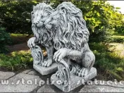 Statuetă leu cu blazon, din beton, model S2. 