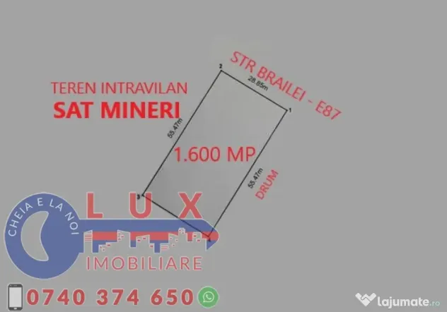 ID 7464 Teren INTRAVILAN * Sat Mineri