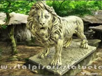 Statuetă leu mare în picioare, auriu antichizat, model S33.