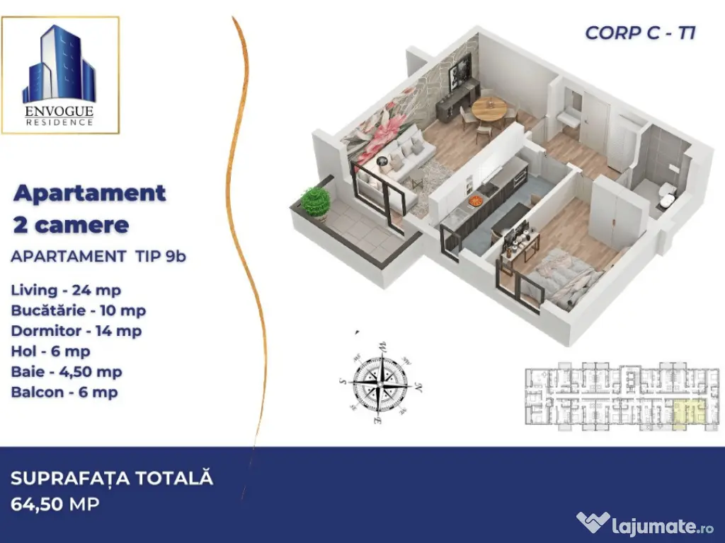 BMW Automobile- Iuliu Maniu- 2 camere decomandate 64mp