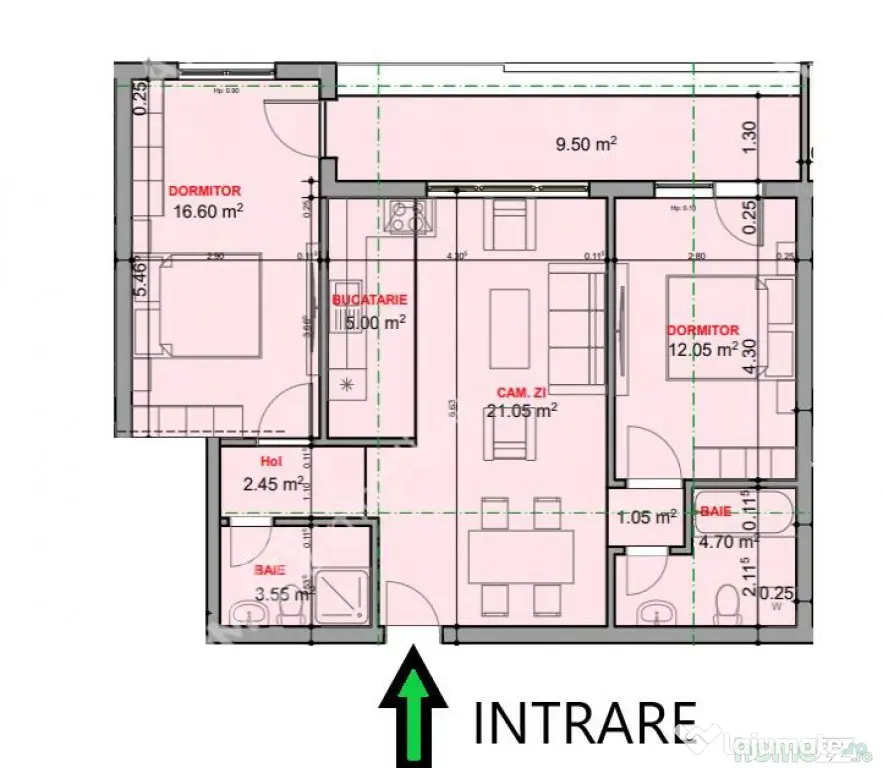 Apartament la cheie de 3 camere cu 2 bai etaj 1 zona Veteran