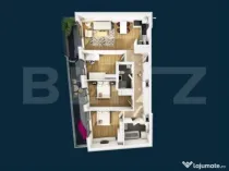 Apartament 4 camere, 91.87 mp, semifinisat, terasa 21.86 mp,