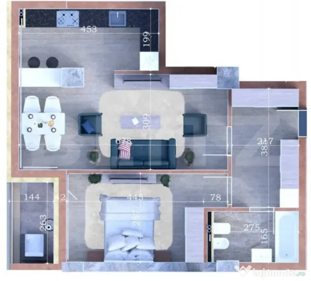 Apartament de 2 camere, 56 mp, Aleea Sadoveanu