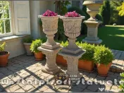 Set vază cu soclu, gri patinat, model V1-S6. 