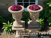 Set vază cu soclu, gri patinat, model V1-S6. 