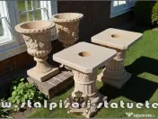 Set vază cu soclu, gri patinat, model V1-S6. 