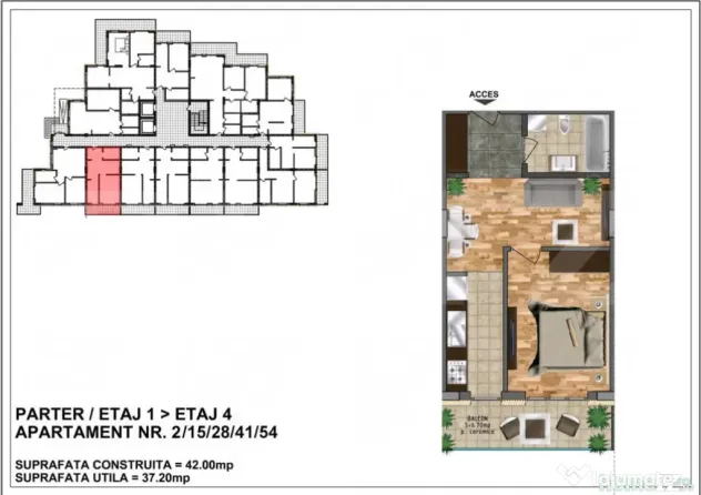 Apartament de vânzare37.20+ terasa 6,7 mp ceramica – bloc - Bistrita (Bistrita-Nasaud)