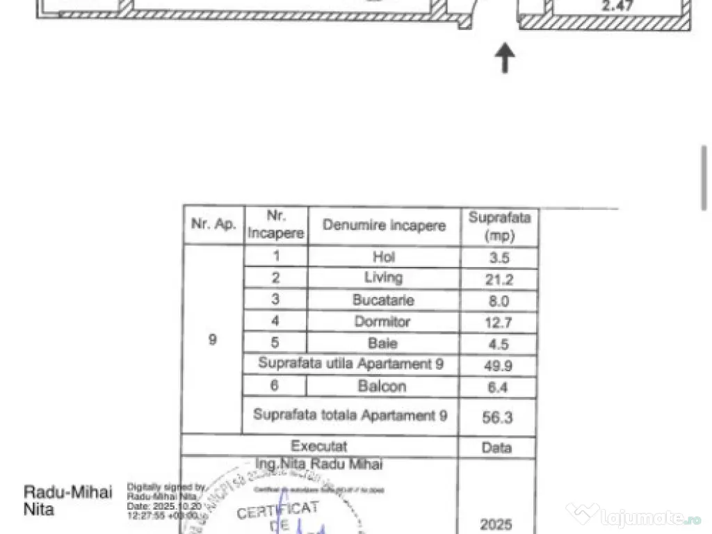 Apartament nou cu 2 camere decomandat – 56,3 mp, Șos. Alexandriei