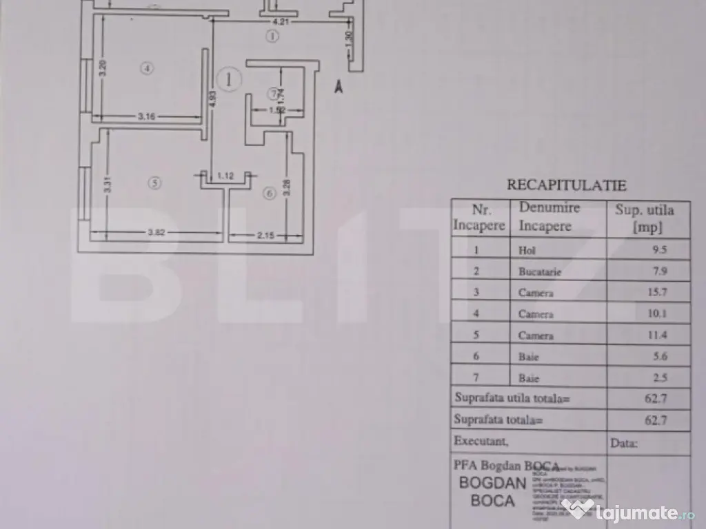 Apartament de vanzare 3 camere, 62.70 mp Valea Adanca