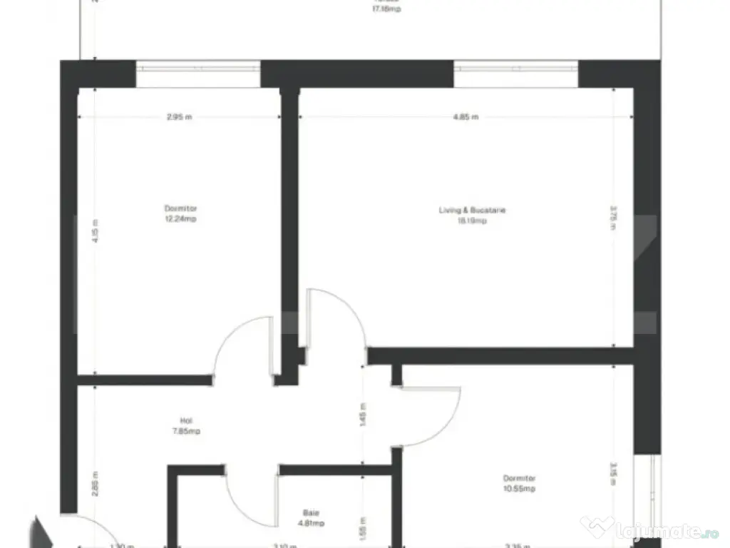 Apartament 3 camere, 53 mp utili+ 17 mp grădină, zona Ghir