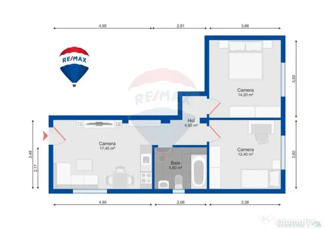 Apartament 3 camere, Nou, Zona Gh. Doja - Spital Județea...