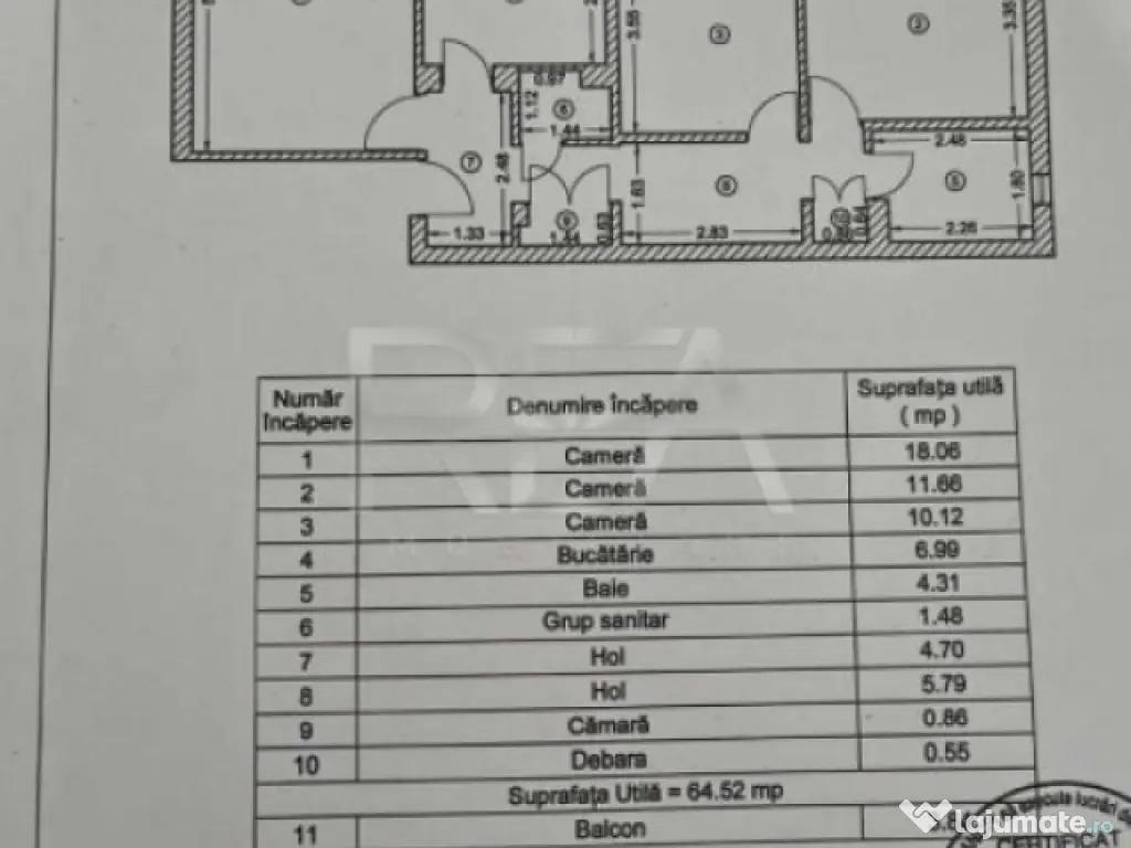 3 camere in bloc 1987 la etajul 1/4 - 4 minute Aparatorii Pa