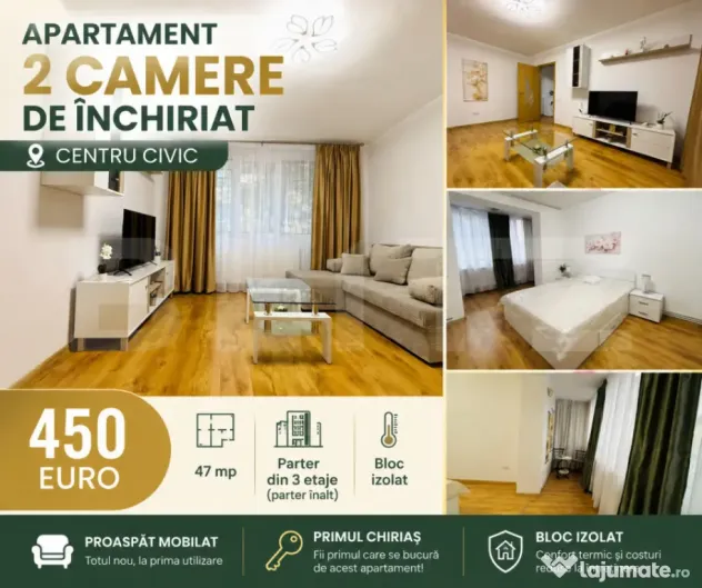 Apartament 2 camere de închiriat, Centru Civic