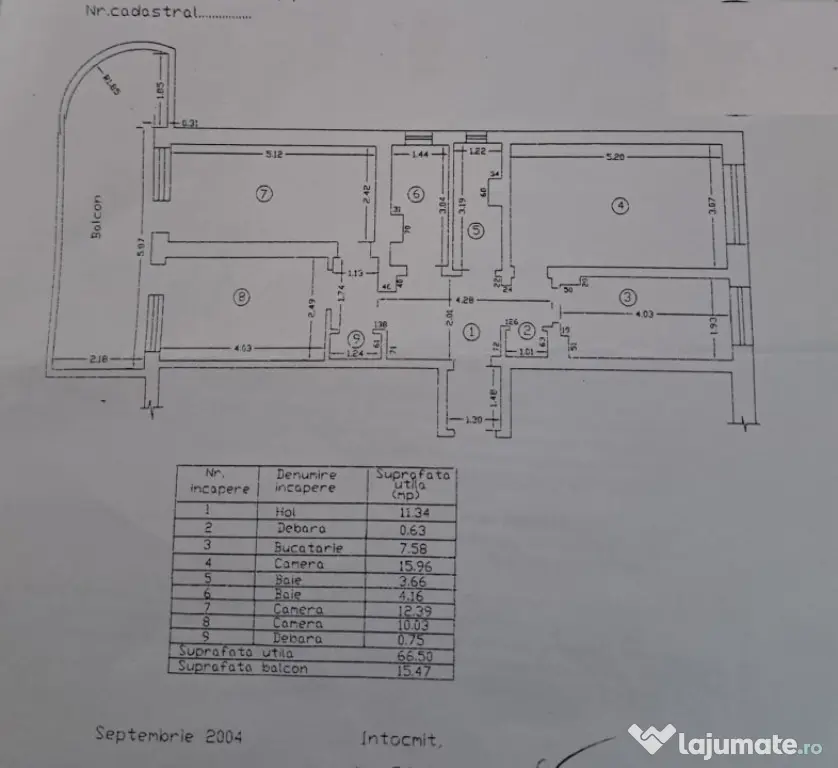 Apartament 3 camere, suprafata totala 81mp, zona Strada Gari