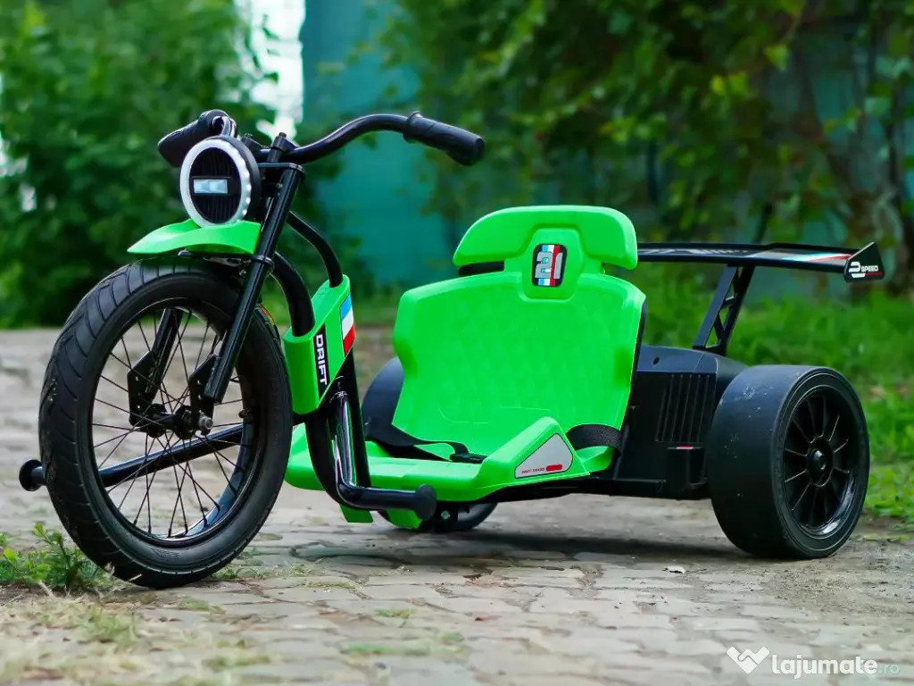 Tricicleta electrica cu functie Drift, Kinderauto BJSX2338, 2x 250W Green