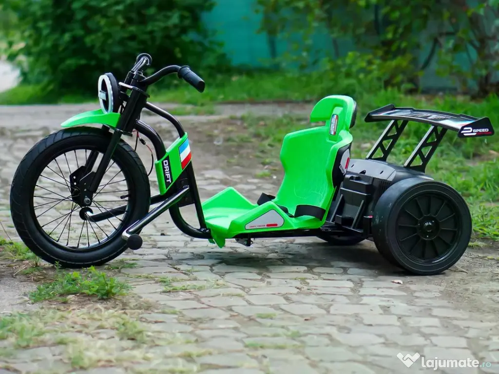 Tricicleta electrica cu functie Drift, Kinderauto BJSX2338, 2x 250W Green