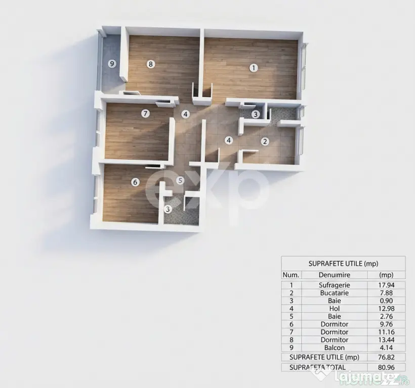 Apartament 4 camere, 81 mp – Negru Voda, Pitești | Ideal