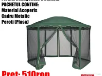 Pavilion CORT Foisor Gradina Curte Terasa Rotund Umbrela Cadru Pereti Plasa