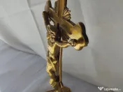 Crucifix vechi din familie, alamă masivă lăcuită, 28 cm- 900g, piesă de colecție