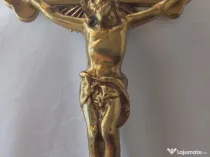 Crucifix vechi din familie, alamă masivă lăcuită, 28 cm- 900g, piesă de colecție