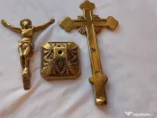 Crucifix vechi din familie, alamă masivă lăcuită, 28 cm- 900g, piesă de colecție