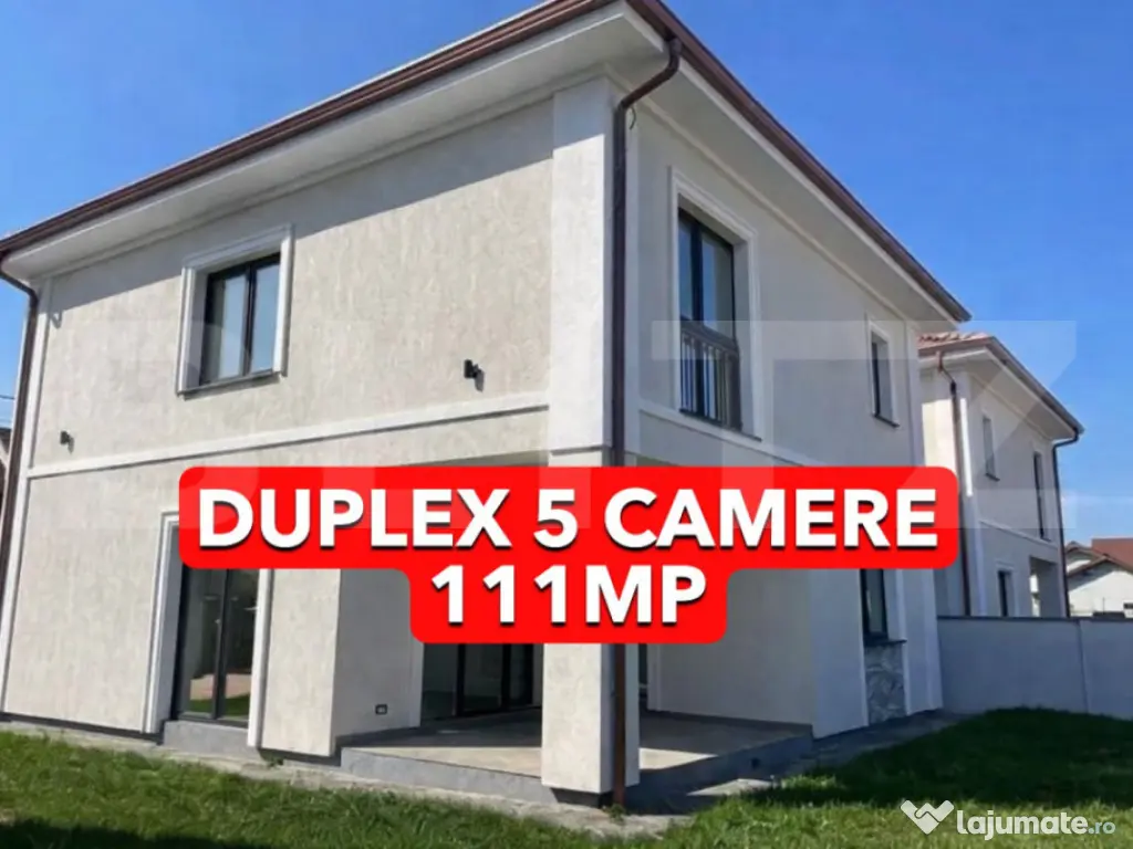 Duplex 5 camere 111mp utili, 350 mp teren Mosnita Noua