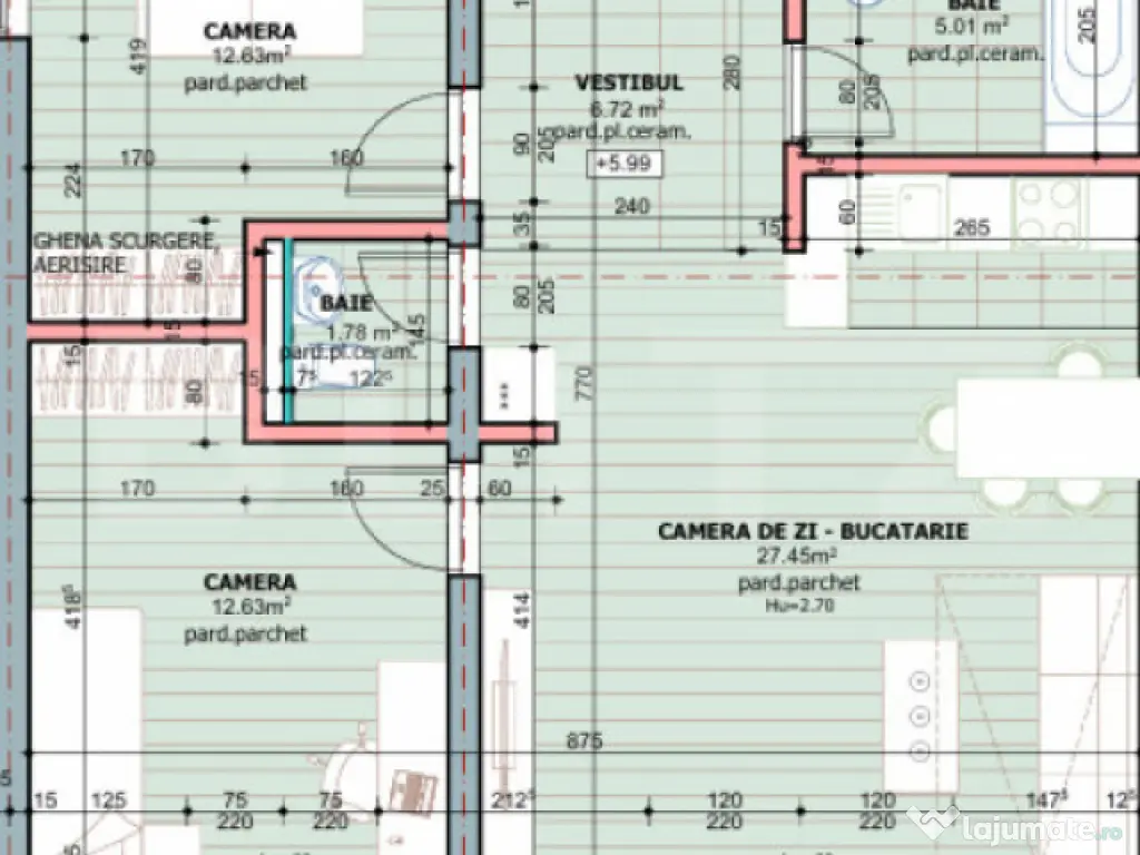 Apartament 3 camere, 66.22 mp, zona Tudor