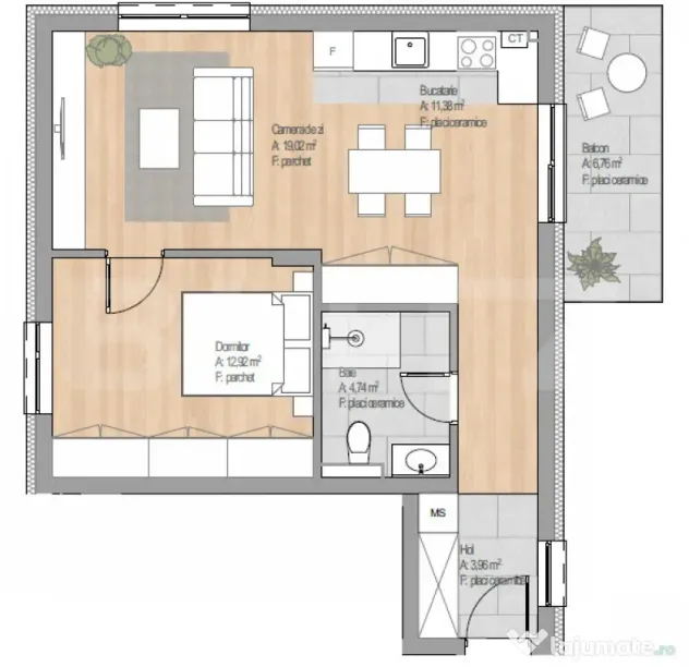 Apartament 2 camere, 52.02 mp, zona Cetatii