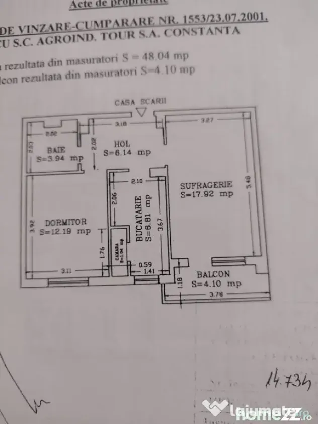 Tomis 1, apartament cu doua camere decomandate.