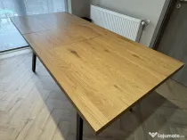 Masa extensibila, stejar/negru, 140/180x80x75 cm