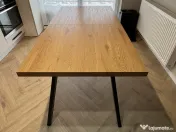 Masa extensibila, stejar/negru, 140/180x80x75 cm 
