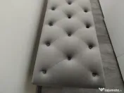 Vand băncuță tapițată din catifea gri model Chesterfield 