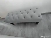 Vand băncuță tapițată din catifea gri model Chesterfield 